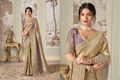 Sanjana Bridal - Goud & Lila Zijde Bridal Saree