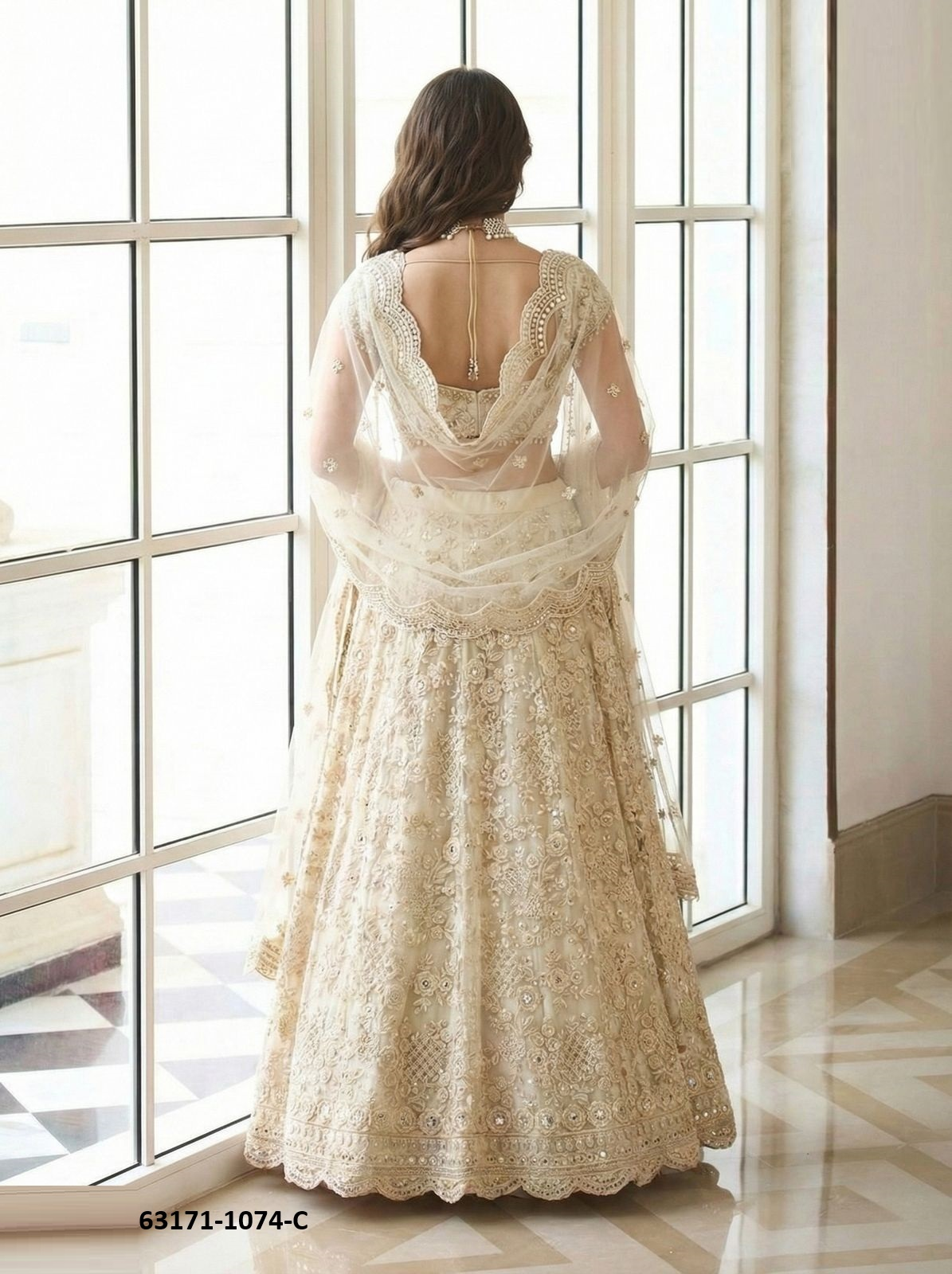 Ivory Net Lehenga Set