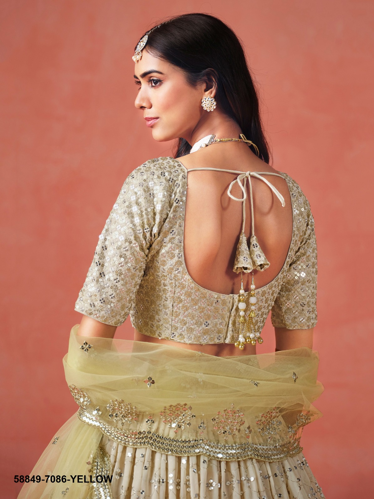 Yellow Georgette Sequins Lehenga – 58849-7086-Yellow