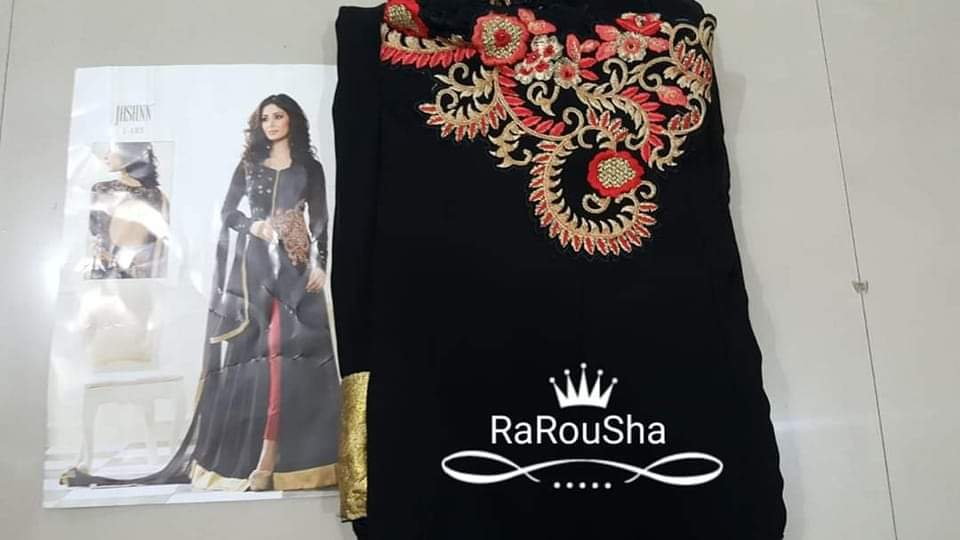 Dames Indiase Jurk Semi-Stitch – Exclusief Designer Zwart/Rood