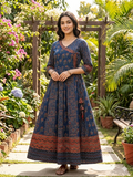 Rakha Kurti - Marineblauw Bloemenprint