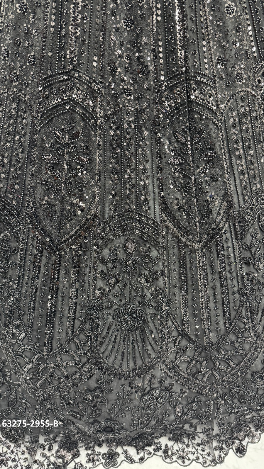 Black Satin Sequins Lehenga Set
