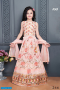 Alka - Roze Bloemen Lehenga Set met Dupatta