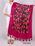 Tussar Silk Bandhani Patola Dupatta - Fuchsia Lotus