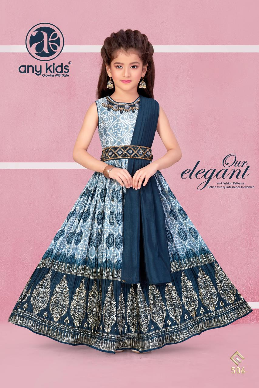 Little Lady - Blauw Bandhani Lehenga Set
