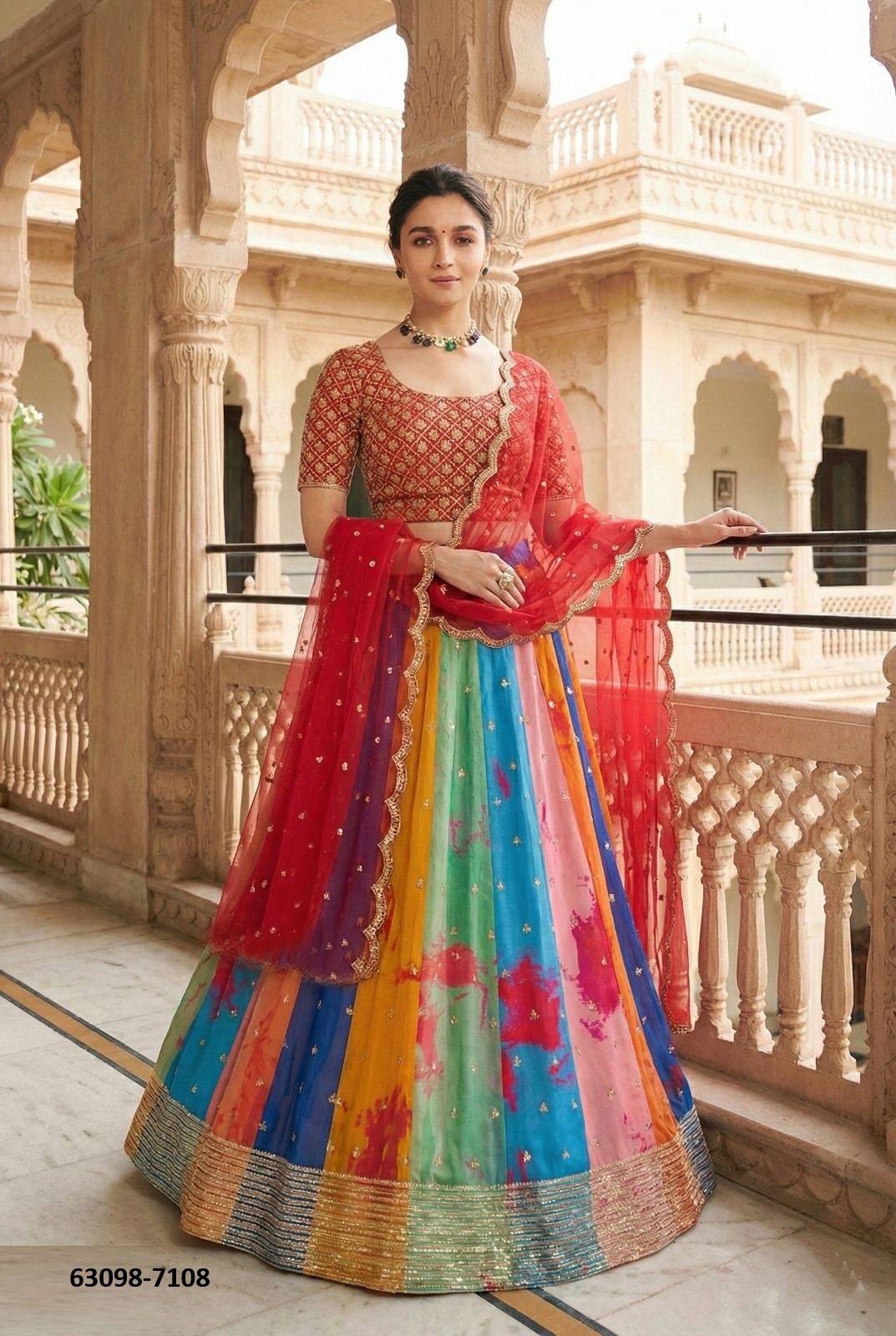Multicolor Georgette Lehenga Set