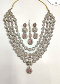 Victorian Roze Sieradenset | Ketting, Oorbellen & Maang Tikka