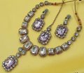 Antiek Goud Kristal Sieradenset | Ketting & Oorbellen Lila Roze