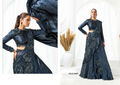 Midnight Blue Metallic Saree Lehenga – 65122-26825