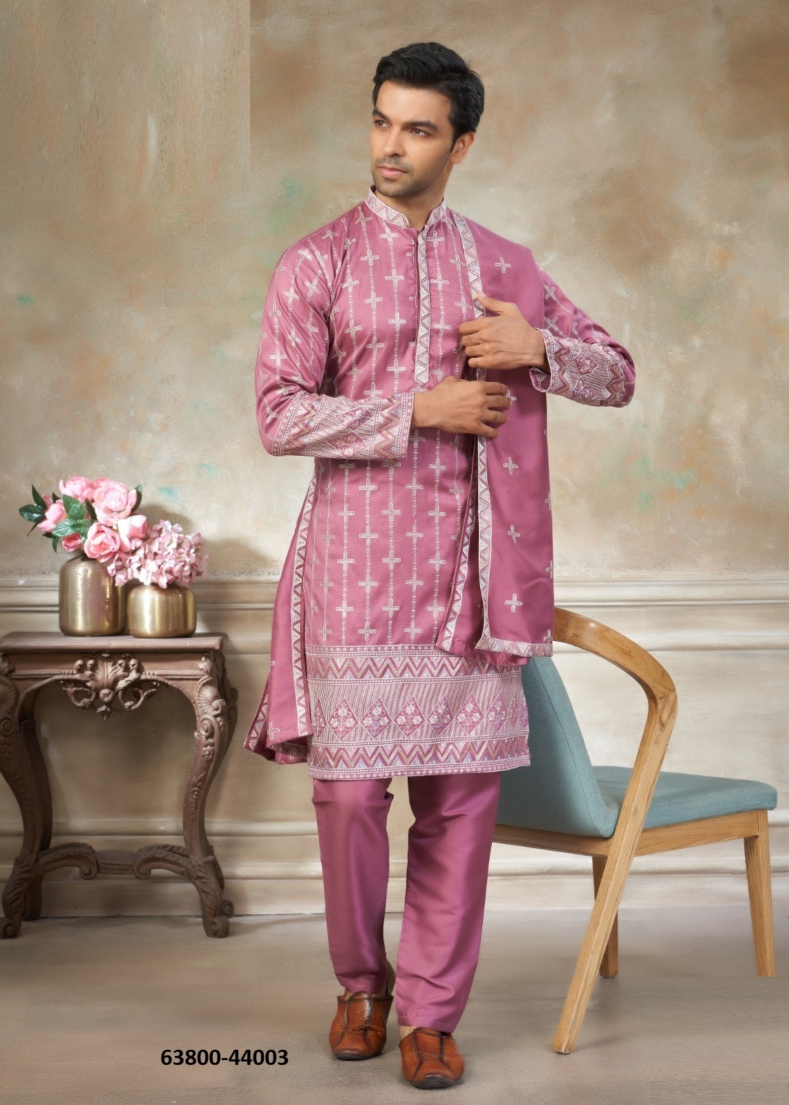 Kurta Pyjama Dupatta Set - Roze/Mauve