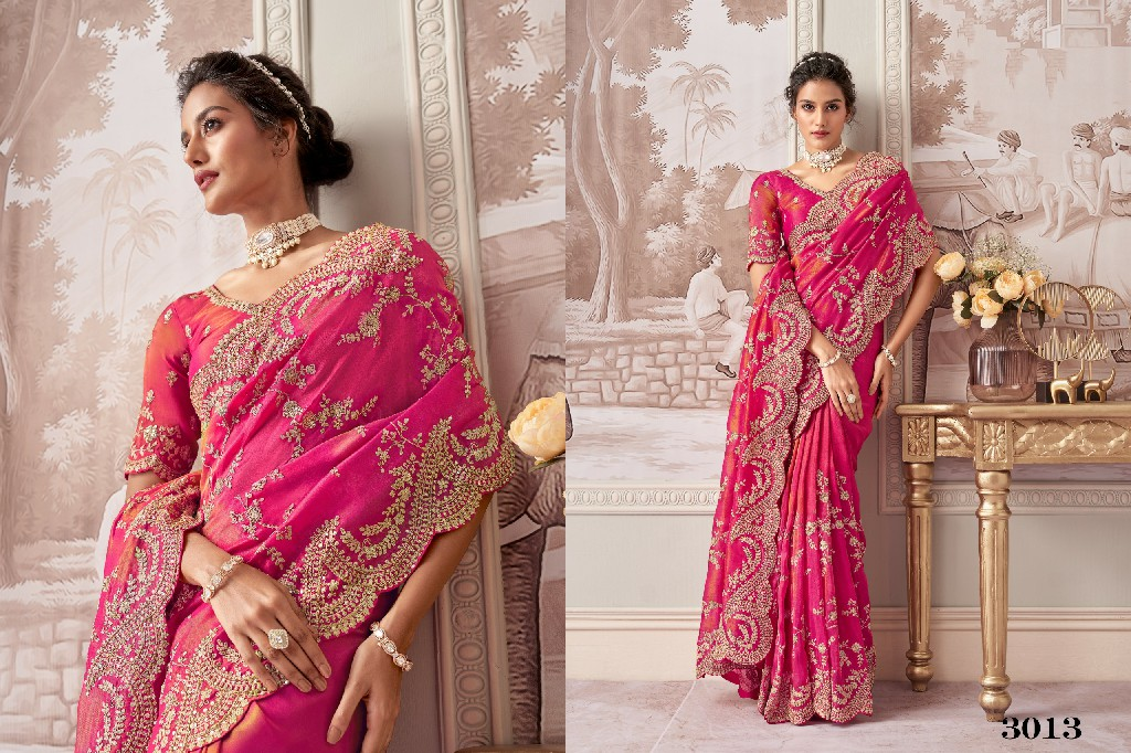 Sanjana Bridal - Fuchsia Bloemen Bridal Saree