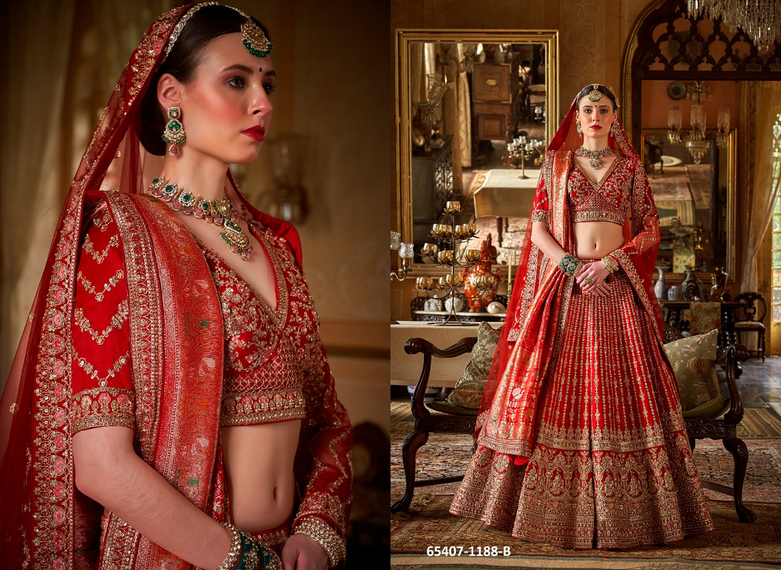 Ruby Red Bridal Lehenga – 65407-1188-B