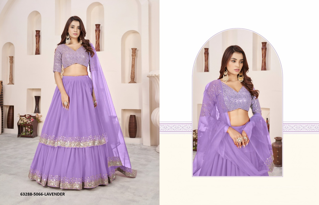 Lavender Georgette Sequins Lehenga Set