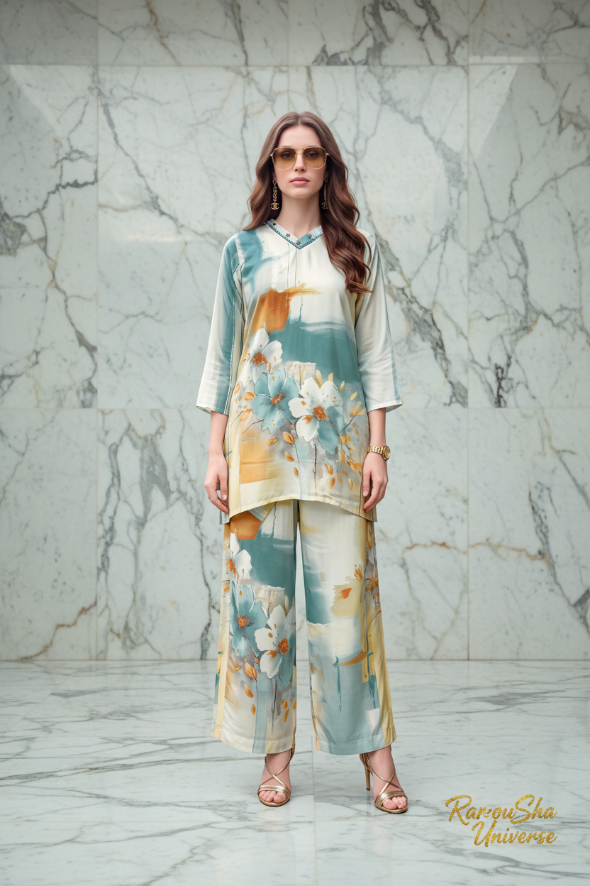 Floral Co-ord Set marmeren achtergrond