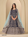 Navy Blue Velvet Anarkali Floor-Length Suit