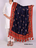 Tussar Silk Bandhani Patola Dupatta - Marineblauw
