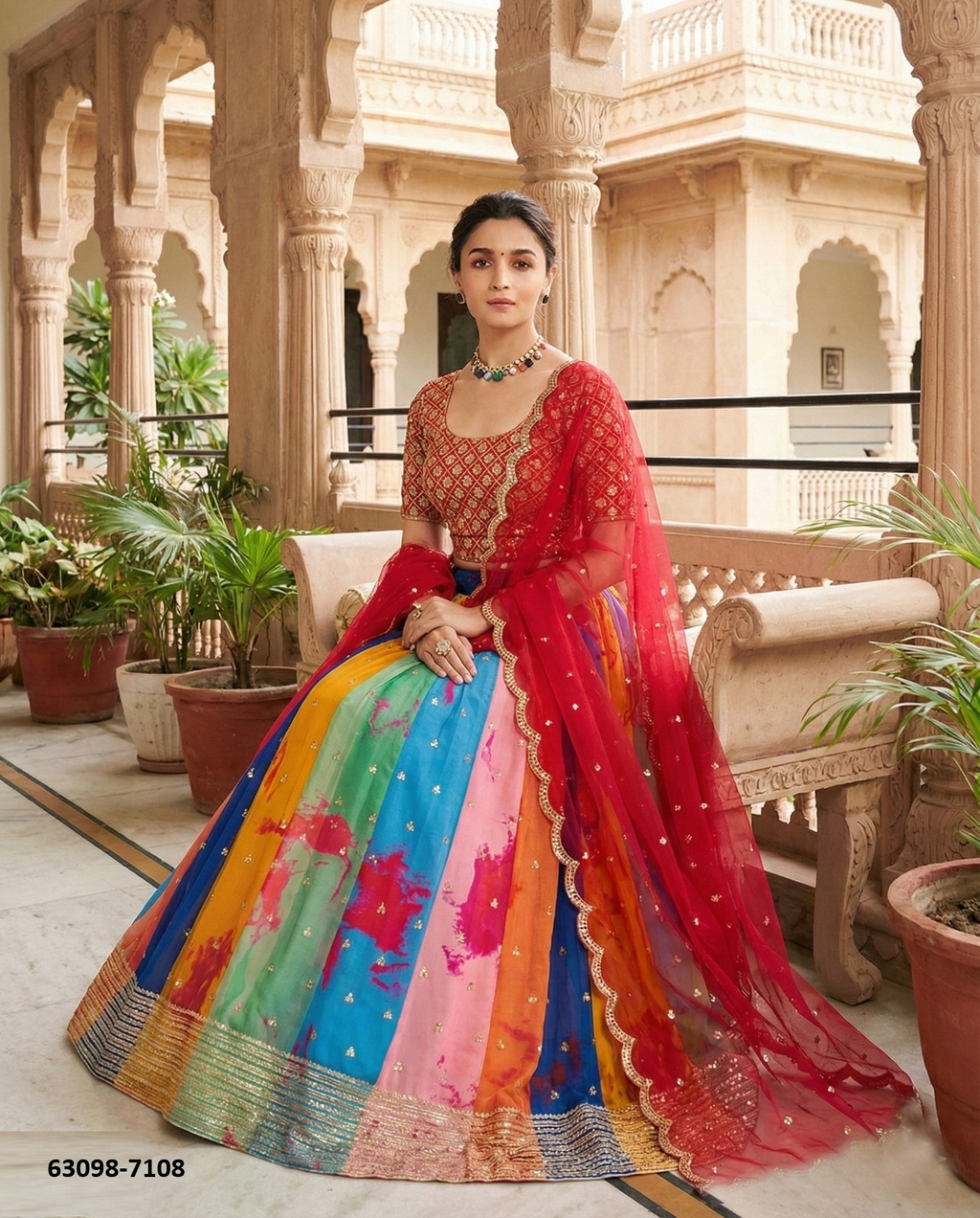 Multicolor Georgette Lehenga Set