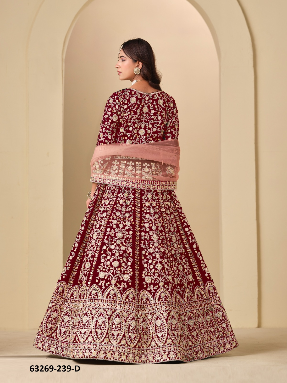 Maroon Velvet Anarkali Floor-Length Suit