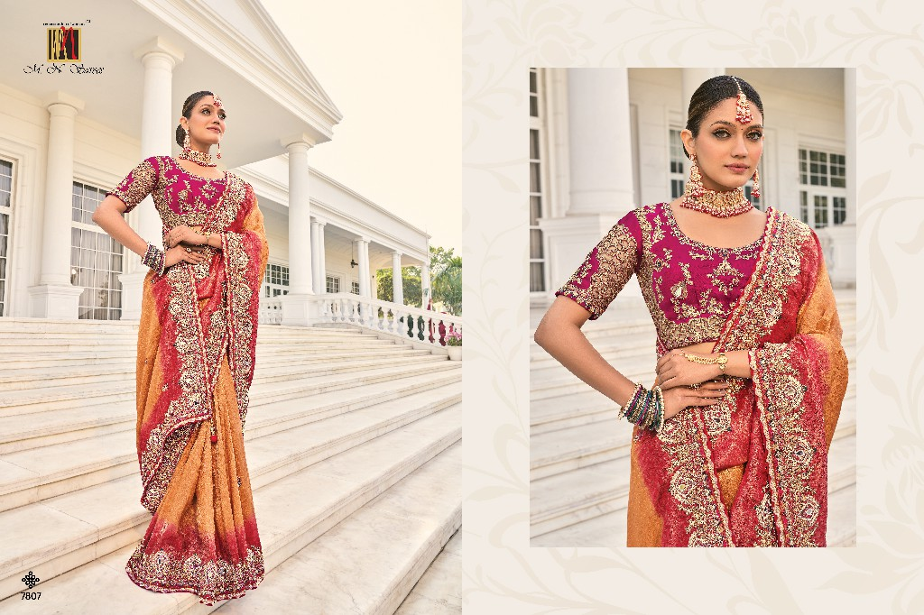 Shahi Poshak - Okergoud & Fuchsia Bridal Saree