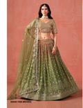 Mehndi Green Georgette Sequins Lehenga – 58849-7086-Mehndi