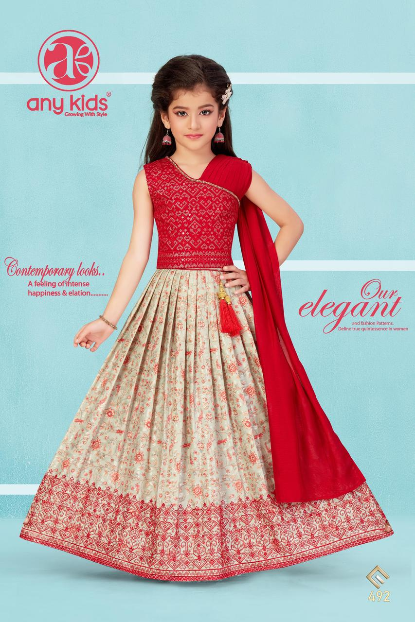 Little Lady - Rood & Creme Bloemen Jurk met Dupatta