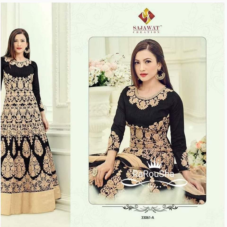 Dames Indiase Jurk Semi-Stitch – Exclusief Fluweel Zwart/Goud