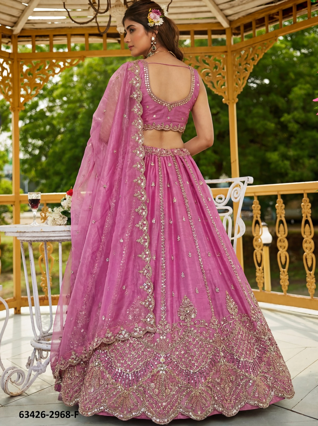 Pink Satin Lehenga – 63426-2968-F