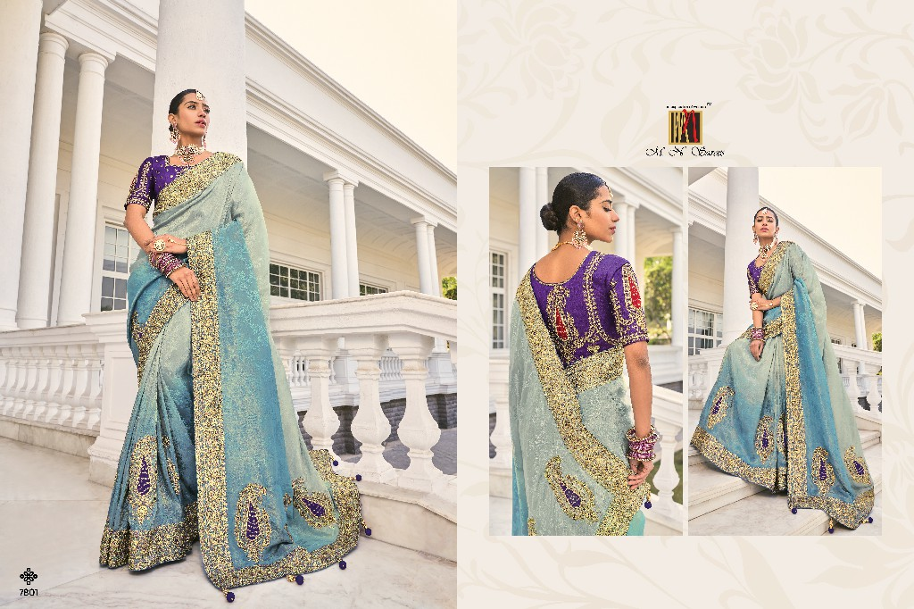 Shahi Poshak - Lichtblauw & Paars Bridal Saree