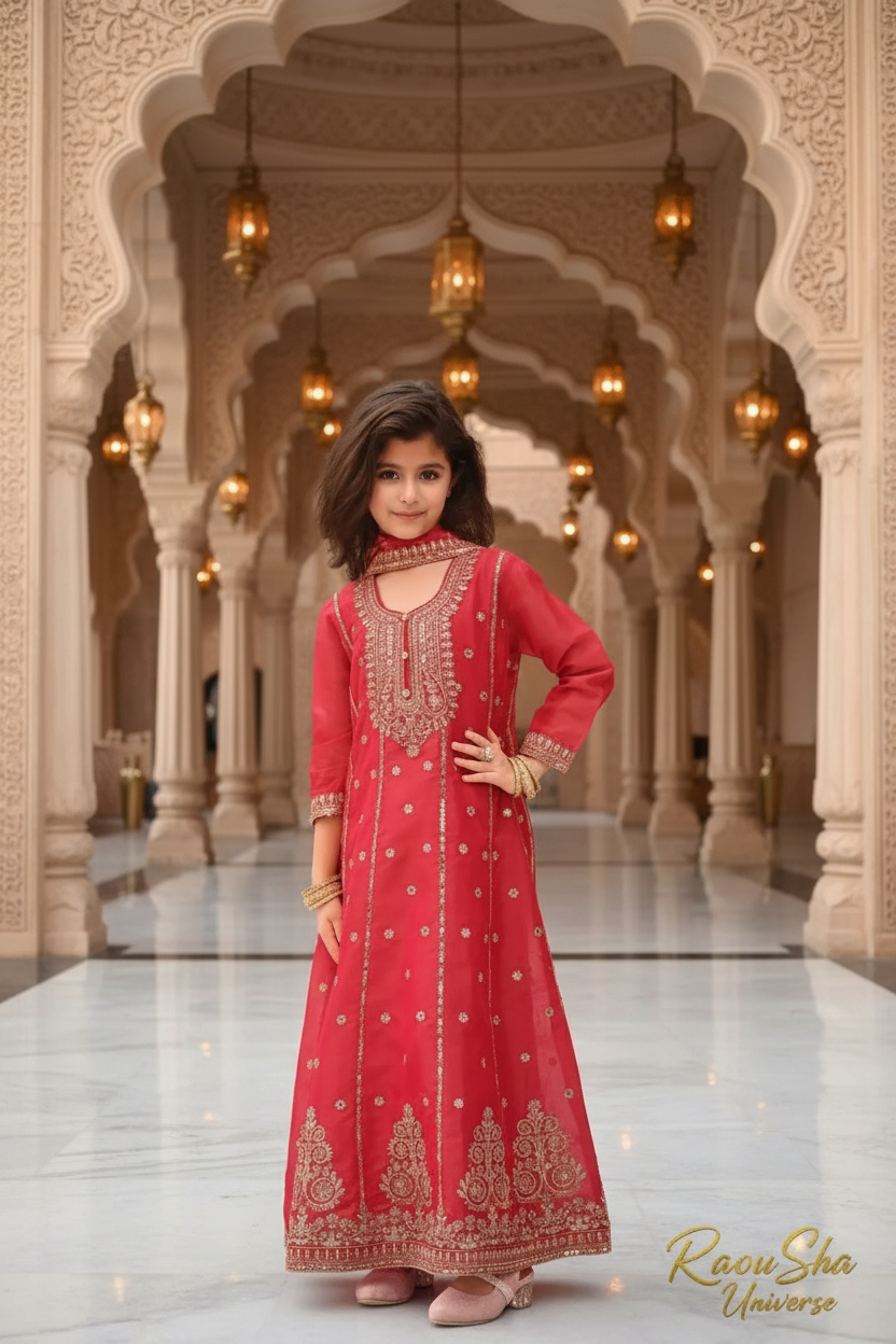 Royal Kids Meisjes Feestjurk rood - Arabisch kasteel RaRouSha Universe