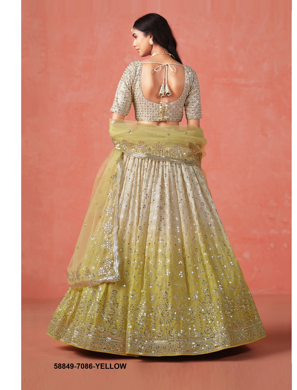 Yellow Georgette Sequins Lehenga – 58849-7086-Yellow