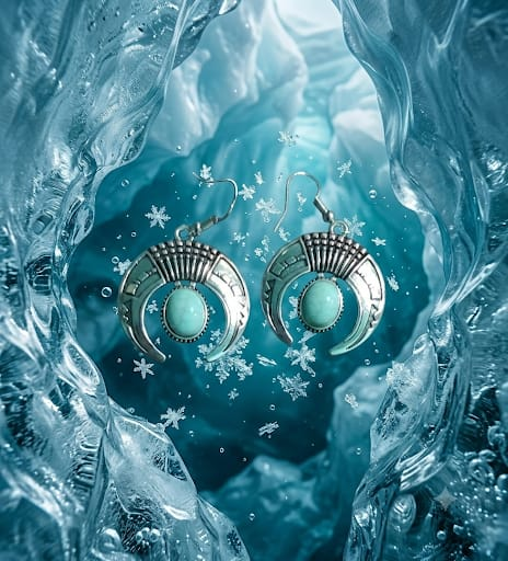 Mini Queens – Zilveren Maan Oorbellen met Turquoise