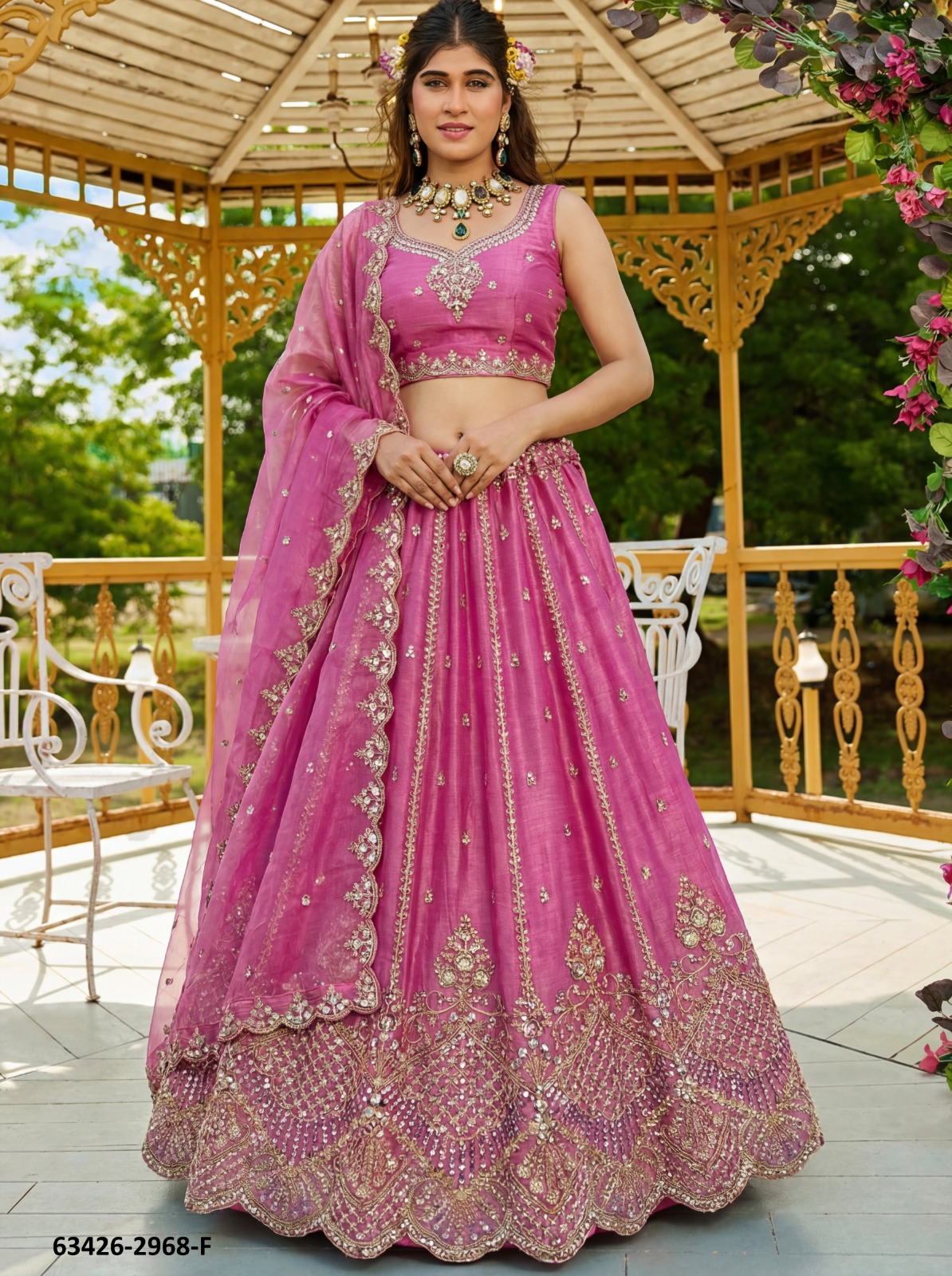 Pink Satin Lehenga – 63426-2968-F