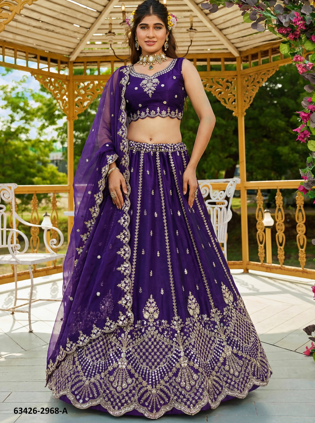Purple Satin Lehenga – 63426-2968-A