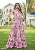 Yani Long Floor Length Dress - Roze & Paars met Paisley Print