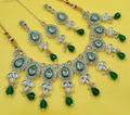 Kundan Sieradenset | Ketting, Oorbellen & Maang Tikka Smaragdgroen