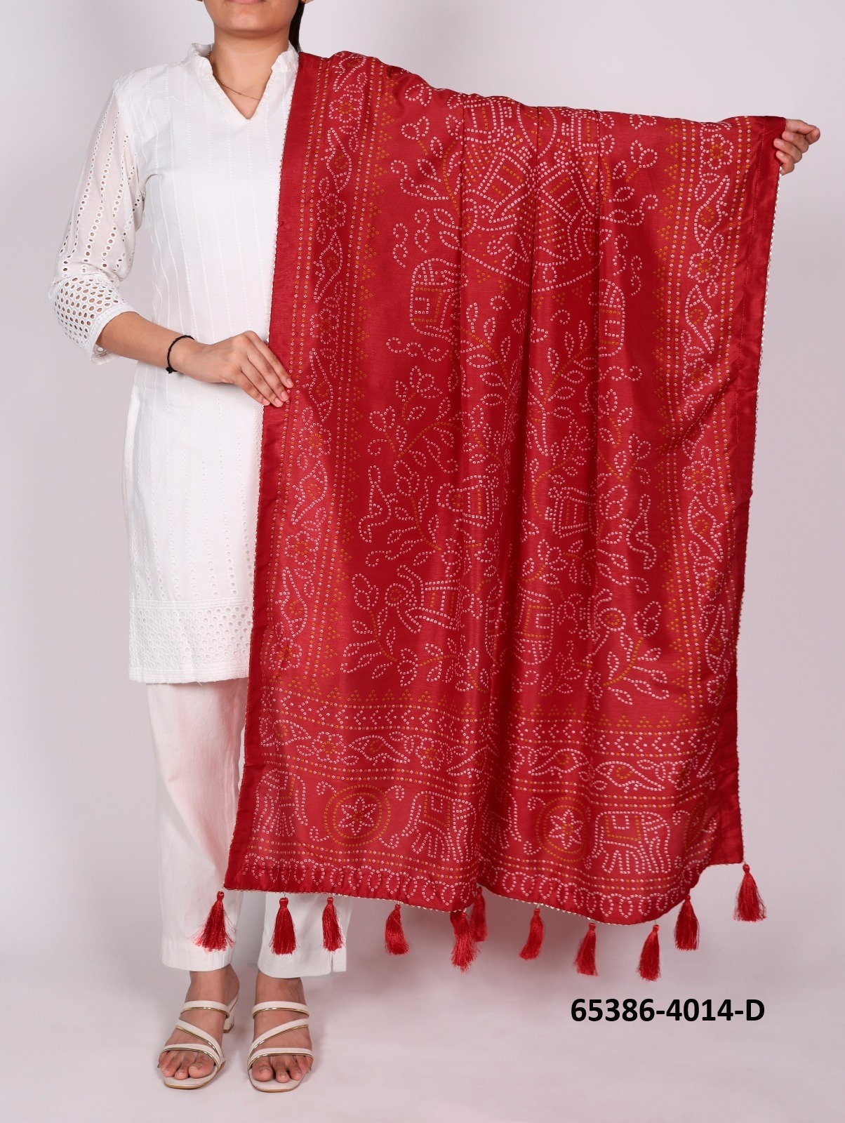 Tussar Silk Bandhani Patola Dupatta - Rood Bandhani