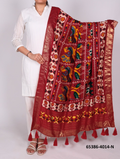 Tussar Silk Bandhani Patola Dupatta - Bordeaux Dieren