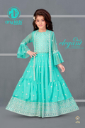 Little Lady - Turquoise Spiegelborduursels Jurk