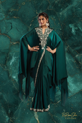 Selene Emerald Green Saree - Marmeren achtergrond - RaRouSha Universe