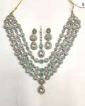 Victorian IJsblauw Sieradenset | Ketting, Oorbellen & Maang Tikka