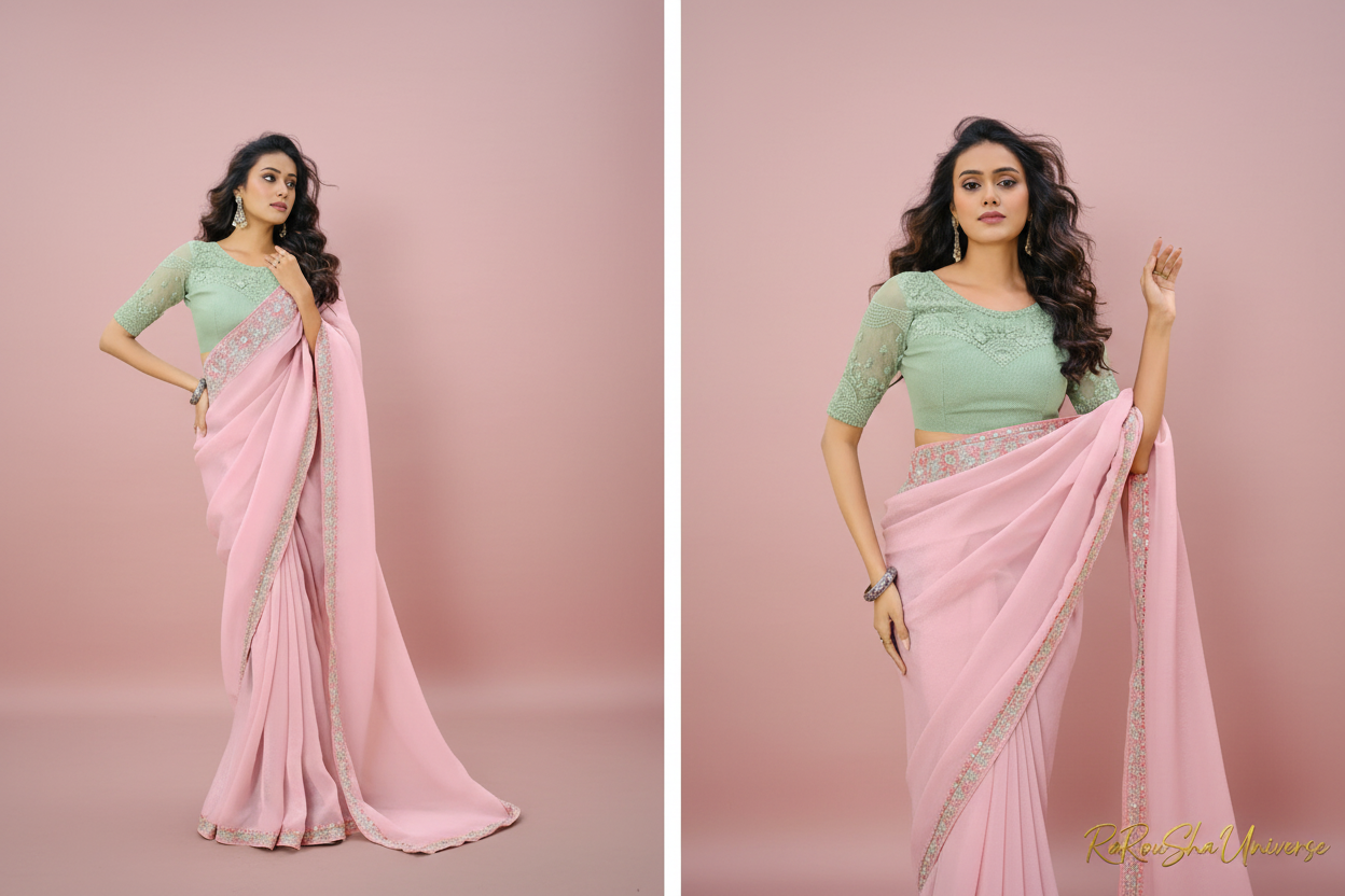 Dames Saree Roze & Salie Groen