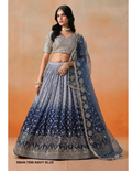 Navy Blue Georgette Sequins Lehenga – 58849-7086-Navy Blue
