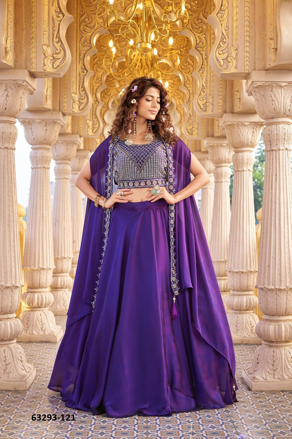 Purple Silk Embroidery Lehenga Set