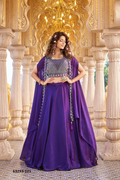 Purple Silk Embroidery Lehenga Set