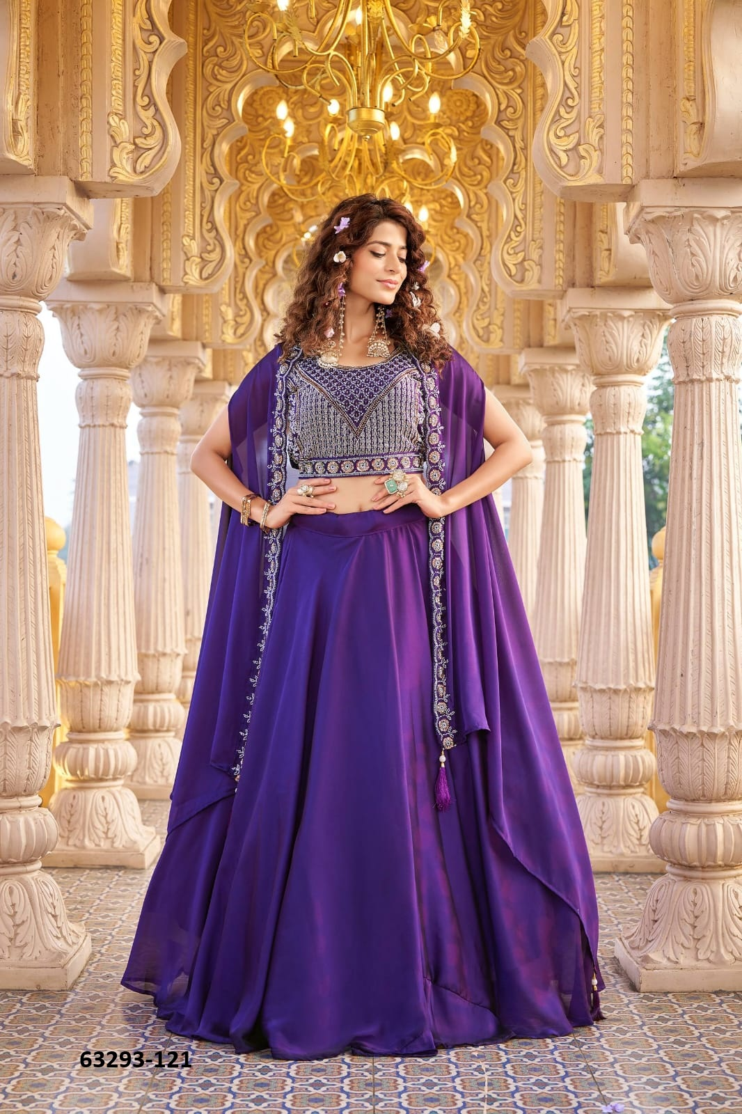 Purple Silk Embroidery Lehenga Set