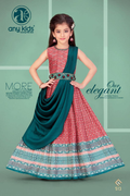 Little Lady - Roze Bandhani Jurk met Teal Dupatta