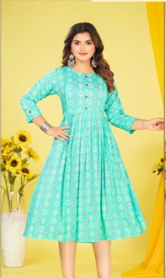 Dames Kurti - Mint Bloemenprint