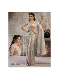 SELENE Ready-to-Wear Saree – Taupe/Beige