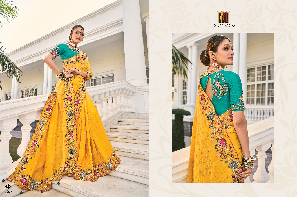 Shahi Poshak - Zonnegeel & Teal Bridal Saree