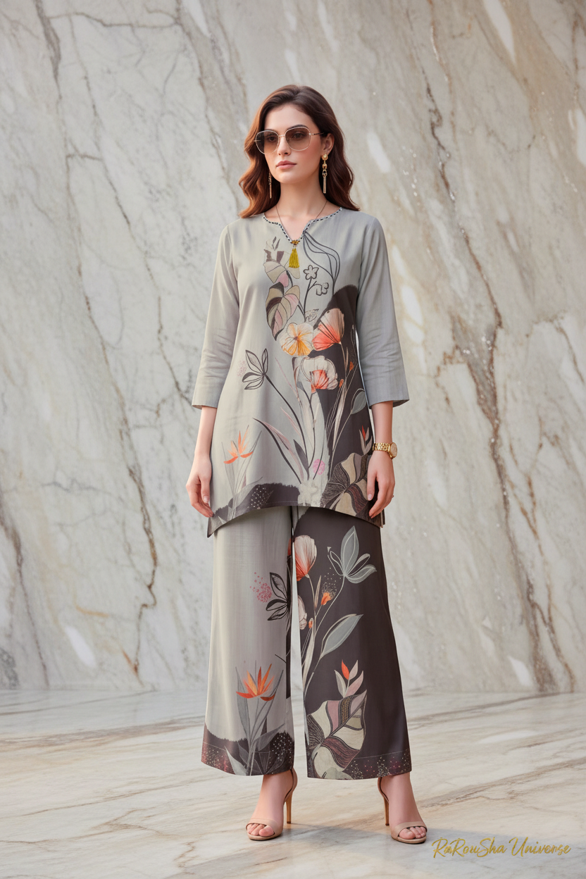 Grey Botanical Co-ord Set marmeren achtergrond
